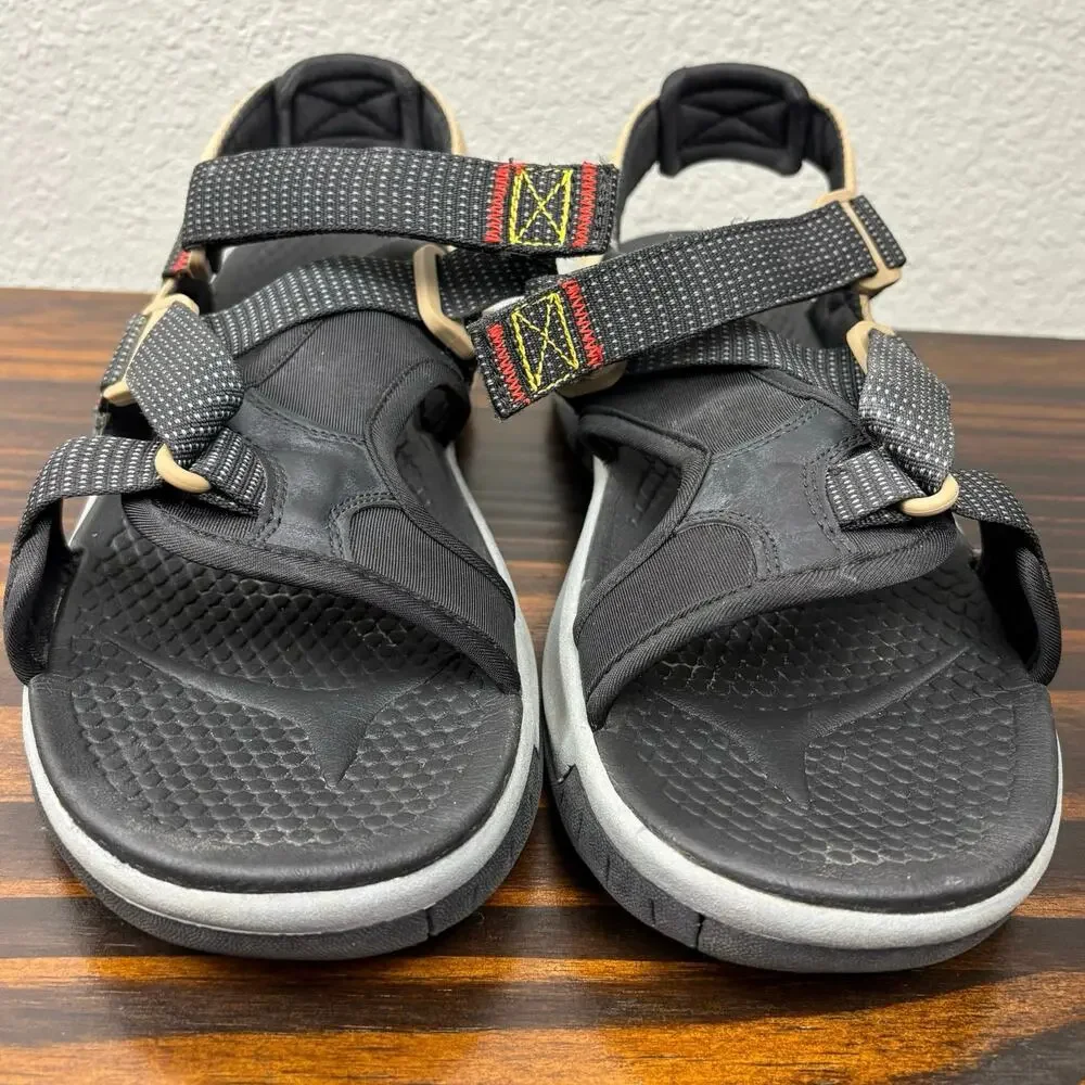 Ozark Trail Men’s Size 10 Brown Black Gray Velcro Cross Strap Mountain Sandals